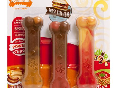 Nylabone Flavor Frenzy Power Chew Triple Pack Pancakes & Sausage, Roast Beef Club, & Lasagna 1ea XS Petite - Up To 15 lb Hot on Sale