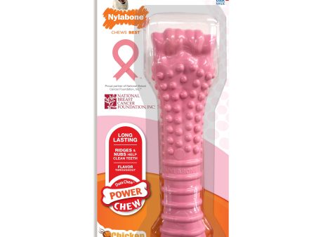 Nylabone Breast Cancer Awareness Pink Power Chew Textured Dog Toy Chicken 1ea XL Souper - 50+ lb For Discount