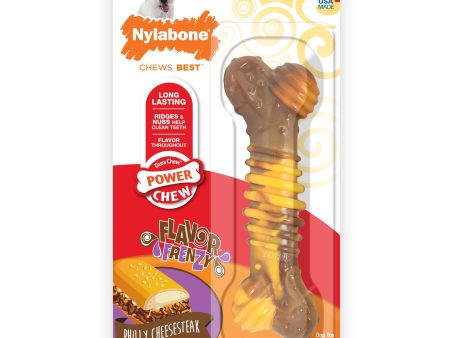 Nylabone Flavor Frenzy Power Chew Durable Dog Chew Toy Philly Cheesesteak 1ea SMall Regular - Up To 25 Ibs. Supply