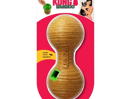 KONG Bamboo Treat Dispenser Dumbbell Dog Toy Tan 1ea MD, 3.25 in Sale