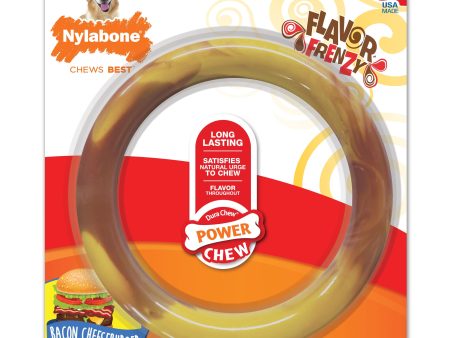 Nylabone Power Chew Flavor Frenzy Ring Dog Chew Toy Bacon Cheeseburger 1ea Large Giant - Up To 50 lb For Cheap