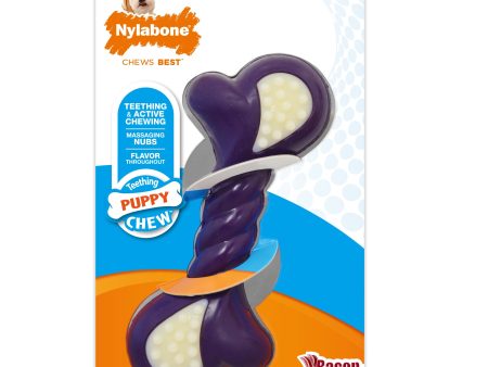 Nylabone Just for Puppies Double Action Bone Puppy Dog Teething Chew Toy Double Action Bacon Blue 1ea SMall Regular - Up To 25 Ibs. on Sale