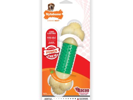 Nylabone Power Chew Double Action Durable Dog Toy Bacon 1ea Medium Wolf - Up To 35 lb For Sale