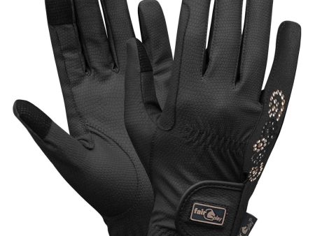 Fair Play Gants d Équitation Pammy Rosegold Noir Hot on Sale